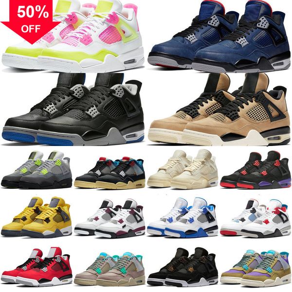 

jumpman 4 with box basketball shoes man woman sneakers 4s white oreo sail cool grey university blue fire red thunder bred zen money men