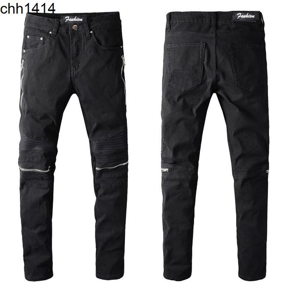 

high street jeans men's fashion brand locomotive black fold slim men's elastic, Blue