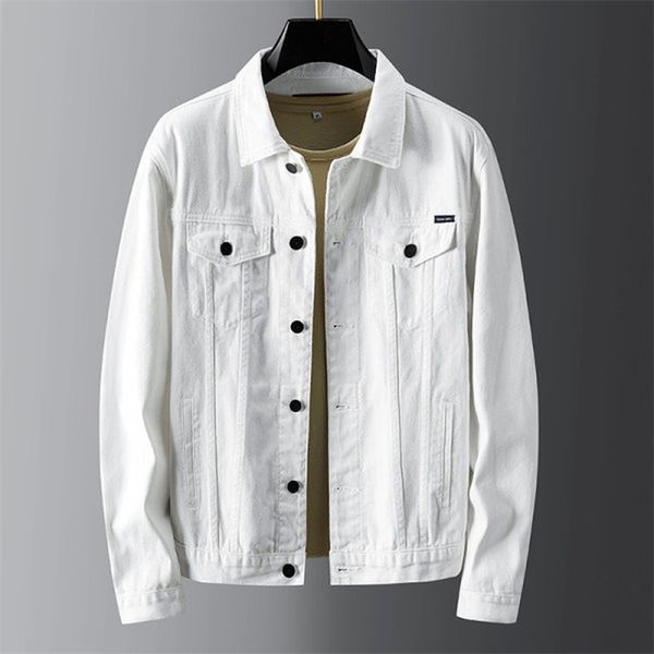 

men's trench coats cotton denim jacket casual solid color lapel single-breasted jeans autumn slim high-quality 220913, Tan;black