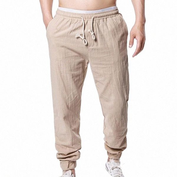 

men's pants men's pants cargo trousers for men 2022 clothing sports harem cotton linen y8ka#, Black