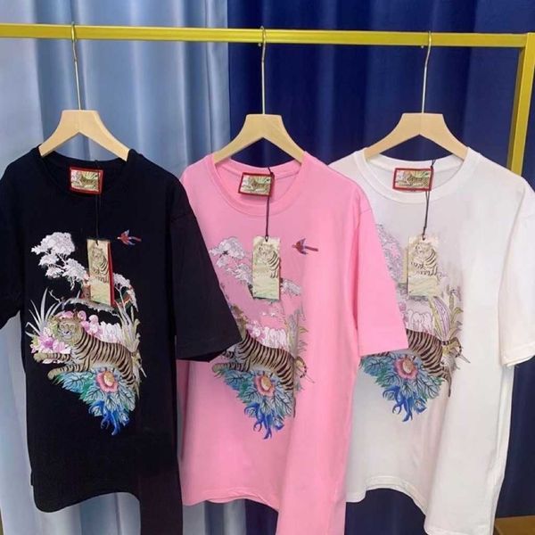 

fashion mens designers t shirts summer t-shirt crane printing tiger tshirt hip hop men women short sleeve tees size s-5xl, White;black