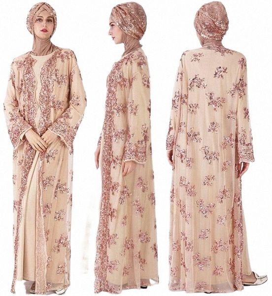 

casual dresses casual dresses 212 luxury high density sequin embroidery dubai tourism middle east muslim women's dress white champagne, Black;gray