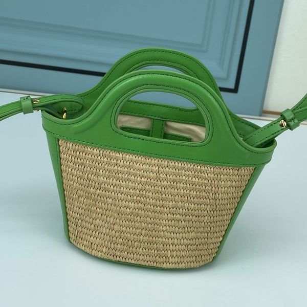 

leather tropicalia basket bag handles details in relief crossbody handbag shoulder tote bags wallet purse beach travel picnic brown lime yel