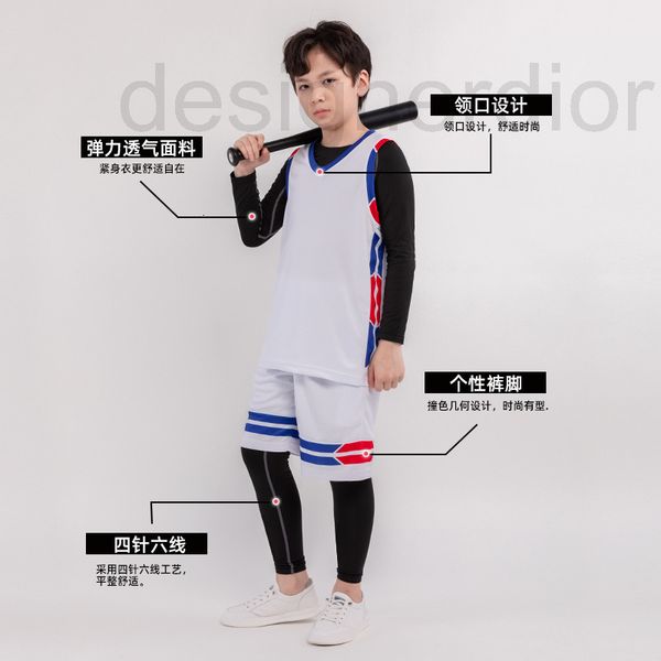 

basketball sets designer children's basketball suit boys' group purchase autumn and winter sports training team girls' long s, Black;red