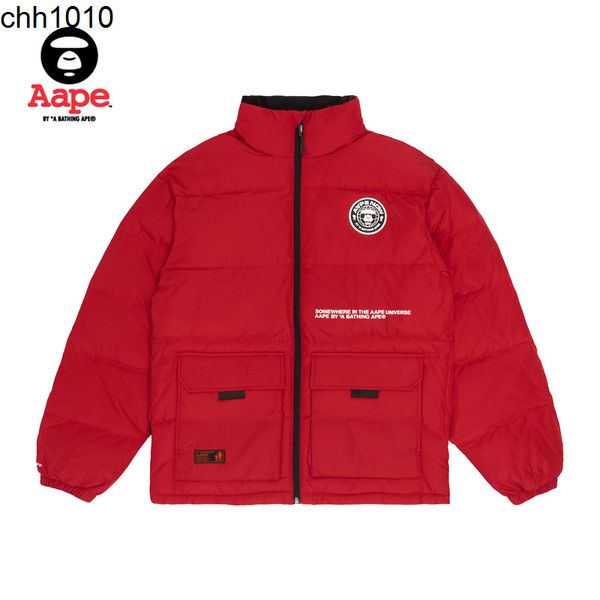 

apes men's autumn and winter silicone ape face badge letter printed logo down jacket 7303xxd, Black