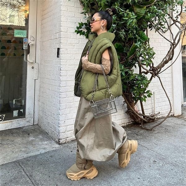 

womens down parkas bubble vest jacket black puffer coat streetwear y2k fashion fall winter clothes thick warm cropped puff jackets 220912