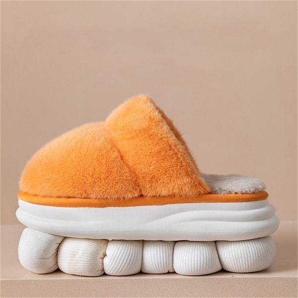 

slippers thick bottom indoor winter warm home plush womens cotton soft slient slides 220913, Black
