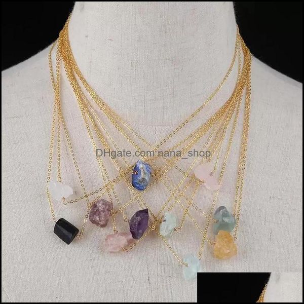 

pendant necklaces 18k gold link natural stone irregar druzy pendant necklace pink crystal amthyst healing chakra charms dhseller2010 dhgdt, Silver