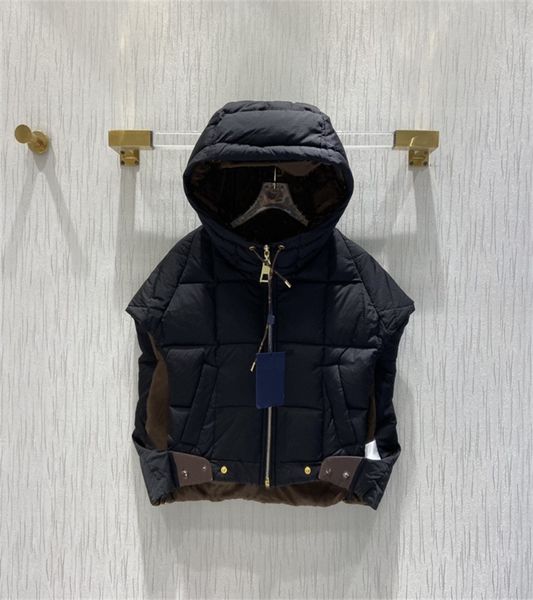 

women's vests waistcoat with the same down cotton jacket hoodie short casual hoodie for lady, Black;white