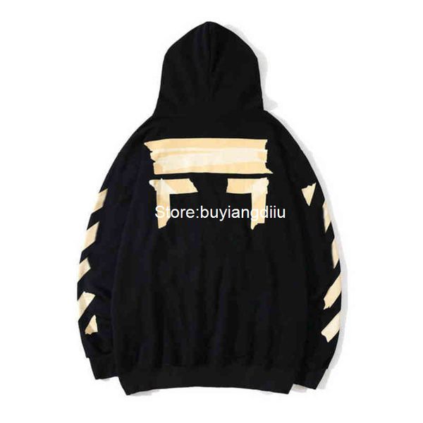 

fashion mens loose offs hoodies brand classic sweatshirts hoodie cotton pullover long sleeved back oil paint arrow x men women hcui, Black