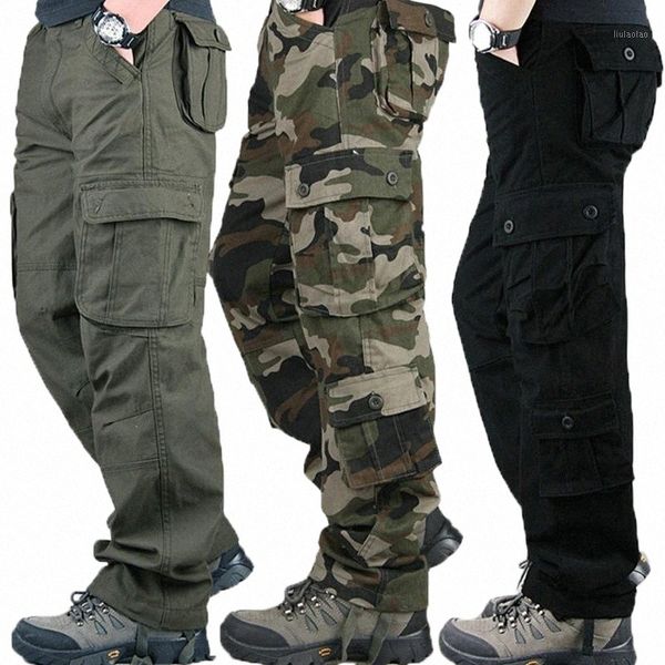 

men's pants men's pants camouflage overalls military tactical outdoor street sports loose straight-leg durable work g6y3#, Black