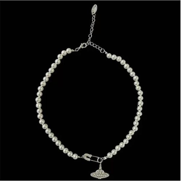 

luxury jewelry fashion satellite planet pearl necklace clavicle chain necklace baroque choker for women200e, Silver