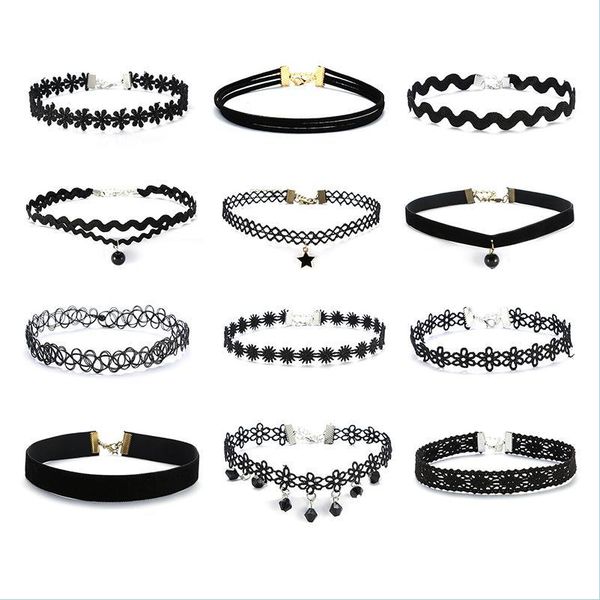 

chokers mti-layer tattoo choker necklace charm long tassel adjustable pendants necklaces for women black lace chokers drop d yydhhome dhnay, Golden;silver