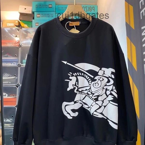

luxury designer burb hoodies price autumn and winter 2022 battle horse sweater male spirit boy casual loose ve, Black