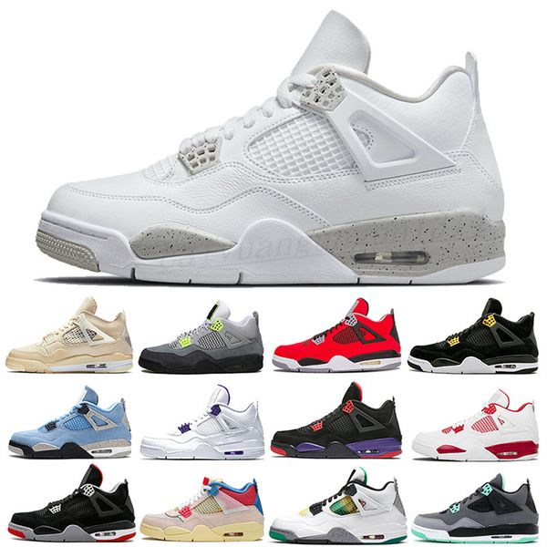 

lightning men shoes jumpman 4 4s high basketball shoes sail bred kaws fire red thunder taupe haze university blue soft outdoor platform 36-4
