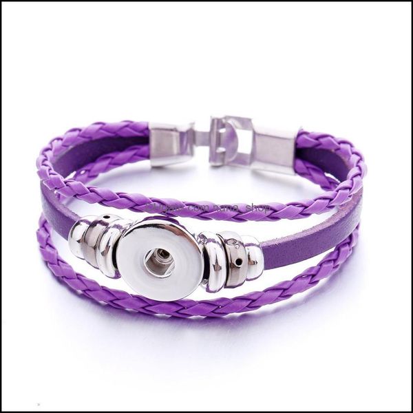 

charm bracelets ethnic pu leather mtilayer 18mm snap button bracelet colorf women men punk bangle noosa s15 drop deliver dhseller2010 dhw16, Golden;silver