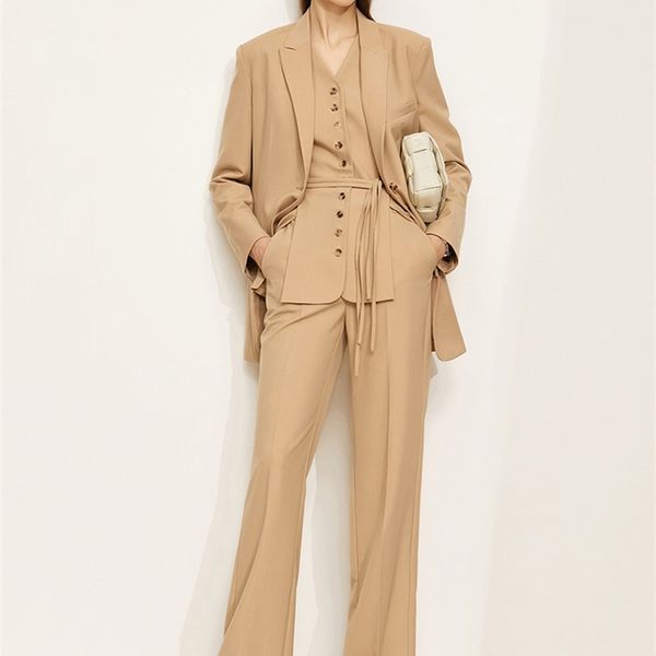 

women's two piece pants amii minimalism women blazer fashion blazer coat vneck buttons vest women's pants elegant female lady clot, White