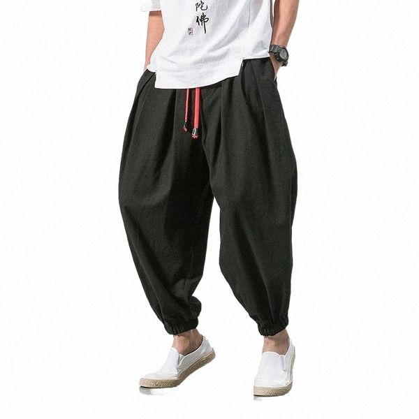 

men's pants men's pants 2022 summer style harem men chinese casual loose cotton linen sweatpants jogger streetwear trousers abz397, Black