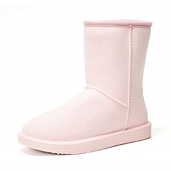 

pink ladies classic waterproof snow boots fashion winter mid boots, Black