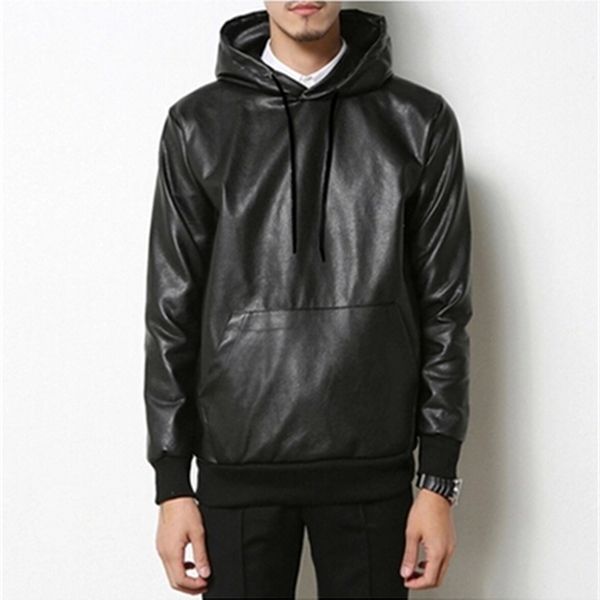 

men's leather faux clothing winter fashion jacket korean head set coat personality plus size costumes 220913, Black