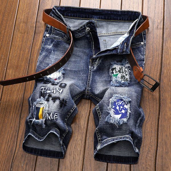

men's shorts designer new denim midpants elastic men's personalized patch fashion summer zivq, White;black