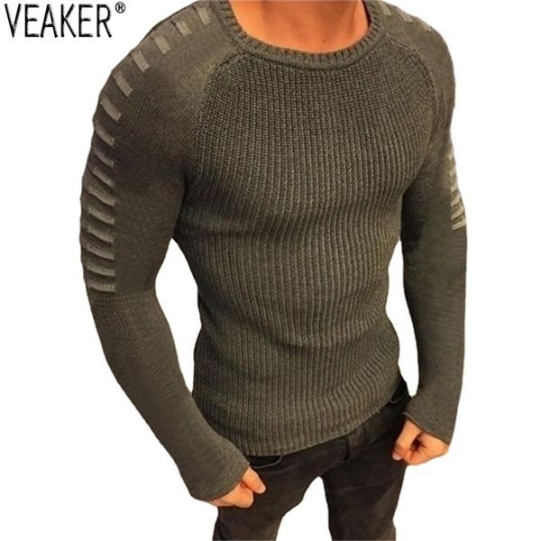 

men's sweaters pullover male autumn casual round neck knitted pullovers slim fit pleated knitwear 220912, White;black