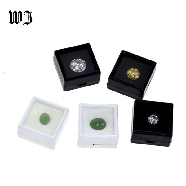 

jewelry boxes wholesale gemstones collection loose diamond display case holder gem show storage container plastic white black 220912, Black;white