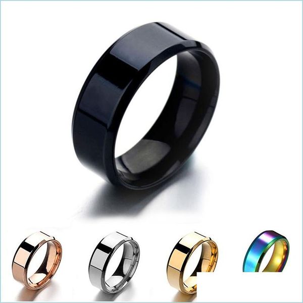 

band rings fashion jewelry 8mm stainless steel ring band titanium sier black gold men and women size 6 to 13 wedding engag bdejewelry dhit9, Silver