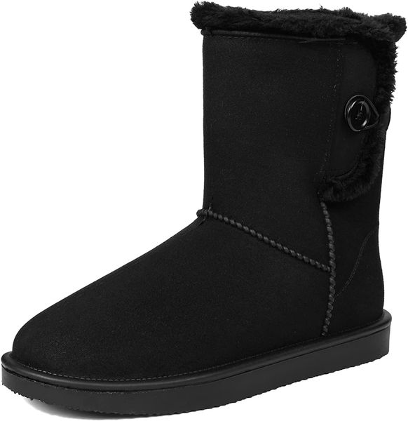 

ladies classic waterproof snow boots fashion winter mid boots, Black