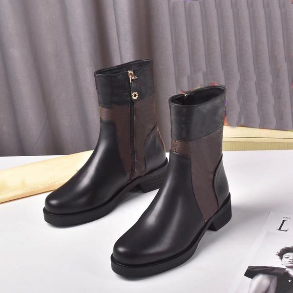 

luxury designer women boots letter louiseity leather heel boot fashion woman winter viutonity booties frfrddd, Black