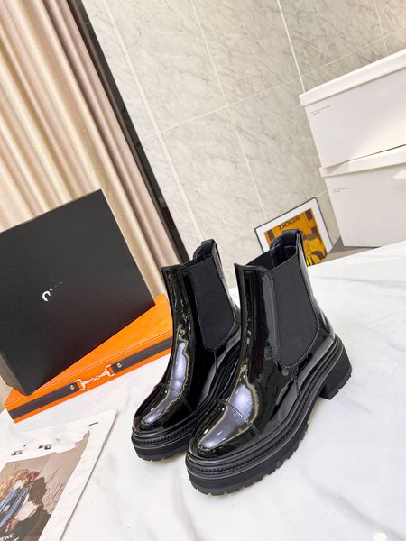 

shoes designer version pure hand 2022ss cha xiaoxiang ladies chelsea boots, Black