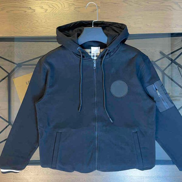 

2022 autumn hooded jacket mens br designer flocking letter embroidery zipper hoodie coat for men and women, Black;brown
