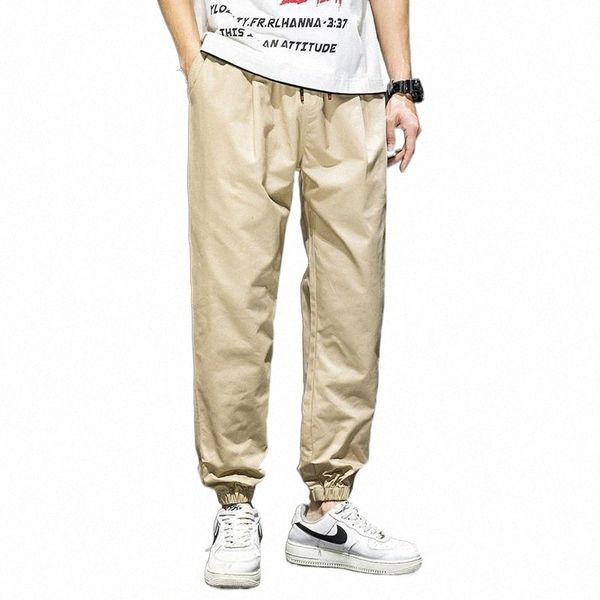 

men's pants spring summer men casual pants men's high street slim wild pencil fashion brand solid color sweatpants male e9ne#, Black