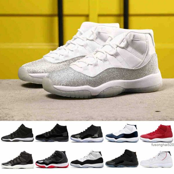 

25th anniversary concord bred 11 11s men women basketball shoes metallic sliver space jam cap and gown legend blue mens sports sneakers jord, Black