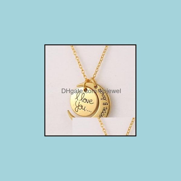 

pendant necklaces fashion necklace moon i love you to the and back for mom sister family pendant link chain drop delivery 20 vipjewel dhwkc, Silver