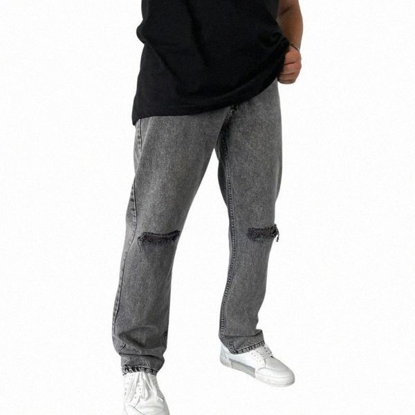 

men's jeans men's jeans hole pants casual male ripped straight slim biker fashion solid color mid-waist with pockets i7ls#, Blue