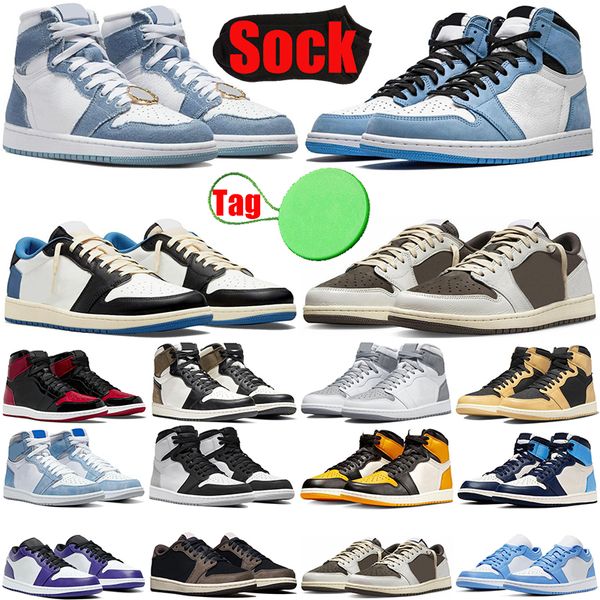 

jumpman 1s basketball shoes for mens womens travis scotts 1 lows patent bred highs hyper royal university blue taxi dark mocha air1 jordas 4, Black