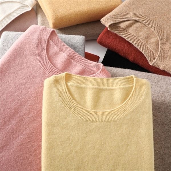 

women's knits tees beliarst 100 pure wool cashmere sweater woman o neck pullover casual knitted autumn winter female jacket korean fas, White