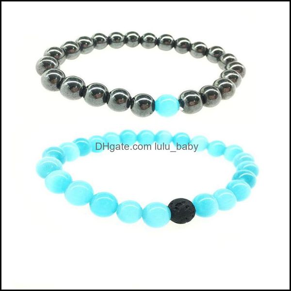 

beaded strands 2 pc set distance bracelets natural stone 8mm white howlite bracelet matte black onyx couple yoga mala beads lulubaby dhj1x