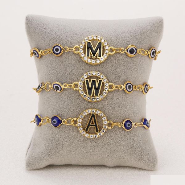 

id identification trendy a-z letter lucky blue eyes identification charm bracelet female fashion turkish evil eye bracelets vipjewel dhm9h, Black