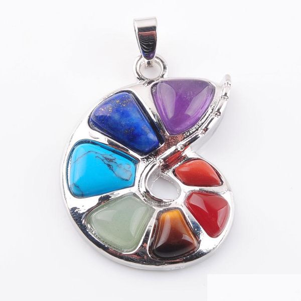 

pendant necklaces natural gemstone pendant small conch shaped yoga 7 chakra reiki healing for necklace women jewelry who dhseller2010 dhgsd, Silver