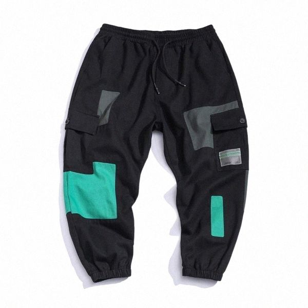 

men's pants multi-pocket cargo harem jogging pants men's hip-hop fashion casual track streetwear harajuku trendy x0h6#, Black