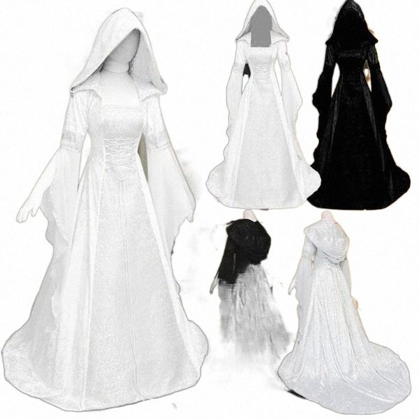 

casual dresses casual dresses women's fashion long sleeve hooded medieval dress floor feminine clothes ruffle sport autumn clothing 202, Black;gray