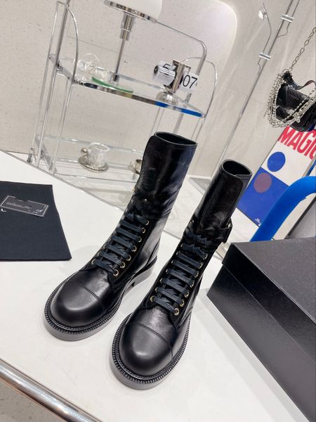 

shoes designer version pure hand 2022ss xiaoxiang autumn and winter boots lace up martin boots, Black