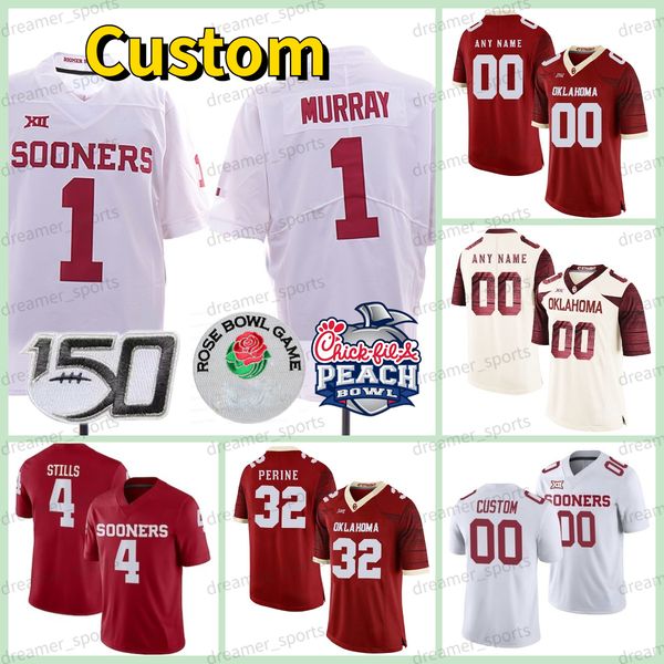 

custom oklahoma sooners college football jersey 6 baker mayfield adrian peterson lamb murray bosworth sam bradford stitched ncaa jerseys, Black