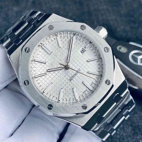 

luxury oak watch for man 41mm automatic mechanical movement white dial series mens octagon 15400st stainless steel watches