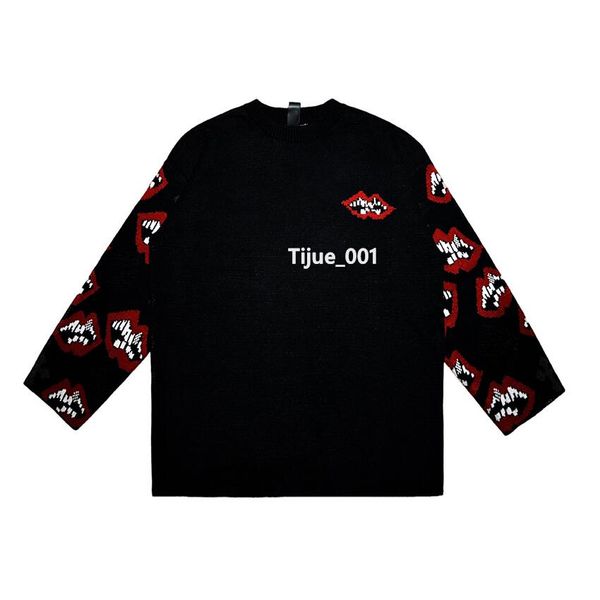 

22fw new classic street lips sweater sweatshirt man women early autumn winter warm knitting pullover trend high end designer fashion sweatsh, Black