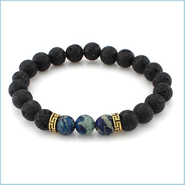 

beaded strands lava rock beads charms bracelets colorized natural stone strands bracelet men women for fashion jewelry cr bdejewelry dhydk, Black