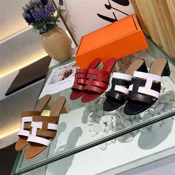 

slippers slippers sandals 75% thick heel summer leather outdoor leisure women wear off outlet online, Black