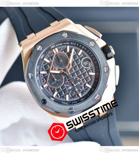 

oak 44 miyota quartz chronograph mens watch rose gold black texture dial stick markers rubber strap 2022 9 styles satch watches swisstime h8, Slivery;brown